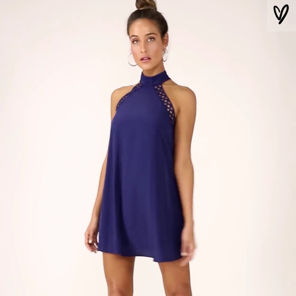 Navy blue open back dress